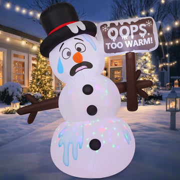 7.2 FT Christmas Inflatables Outdoor Decorations Inflatable Melt Snowman Blow Ups with Built-in LEDs for Yard Party
