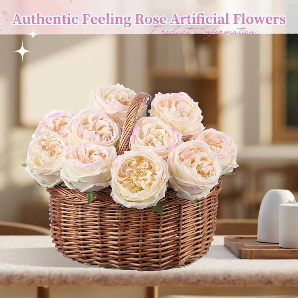 Peonies Artificial Realistic Touch Flowers, Flesh Pink - Set of 10
