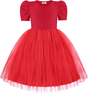 Toddler Girls Tutu Dresses Summer Puff Short Sleeve Tulle