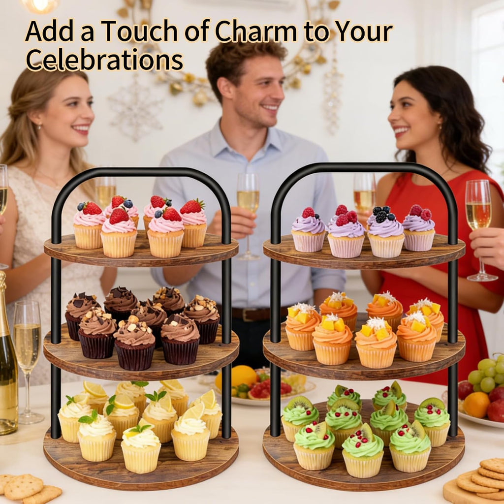 Cupcake Stand, Wooden Cupcake Stand for 100 Cupcakes 3 Tier Large Dessert Table Display Set Cupcake Tower Tiered Tray