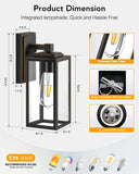 2 Pack Porch Lights Outdoor, Outdoor Wall Lights Sconce, Black Waterproof Outdoor Lanterns for Front Porch, Weather Resistant Garage Lights for House, Patio, Garage A123-B0C7455KCL