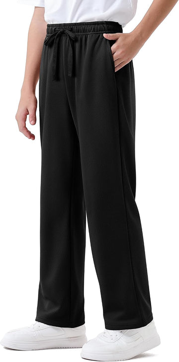 Boys Sweatpants Kids Athletic Mesh Joggers with Pockets for School