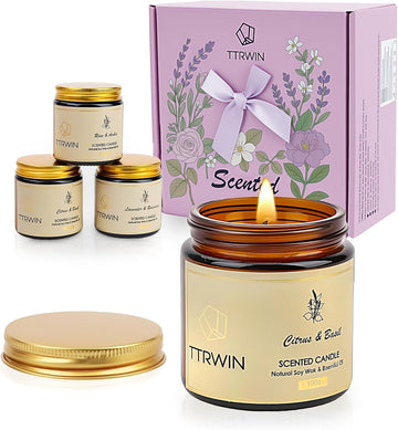 Scented Candles Gift Set for Women, Natural Soy Wax - Set of 4