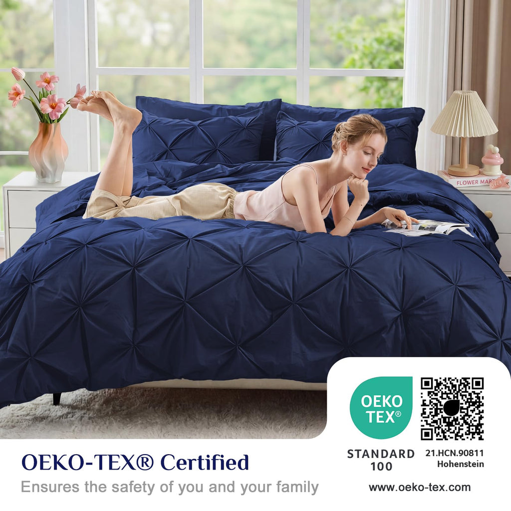 Comforter Set 7 Pieces - Bed in a Bag for All Season, Pintuck Bedding Comforter Sets with