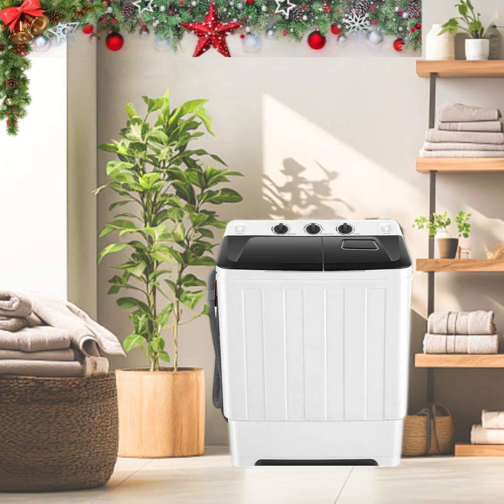 Portable Washing Machine 30Lbs Capacity Washer and Dryer Combo 2 In 1 Compact Twin Tub Laundry Washer (19Lbs) &