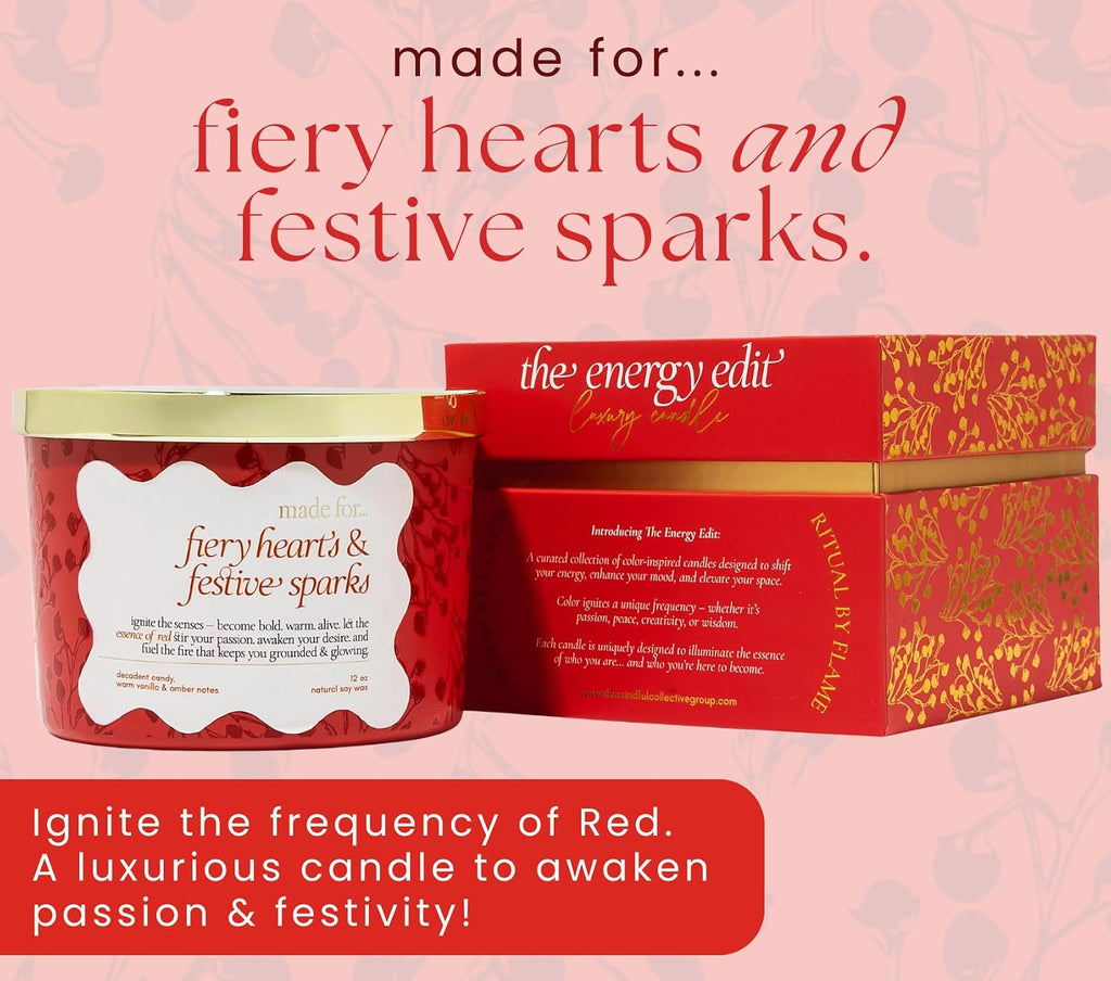 Red Crystal Candle for Women - 12oz Large Luxury Soy h Crackling , Slow Burn Meditation with Healing - Set of 12