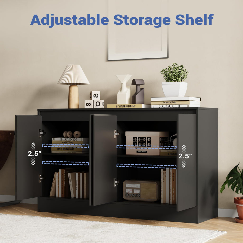 Buffet Cabinet with Storage, Coffee Bar Cabinet with 4 Doors and Adjustable Shelf, Modern Kitchen Buffet Sideboard