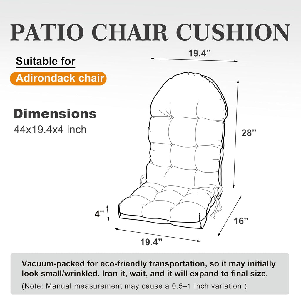 Adirondack Chair Cushion, Rocking Chair Cushion 44x19.4x4 inch, High Back Patio Cushions of Upper and Lower with