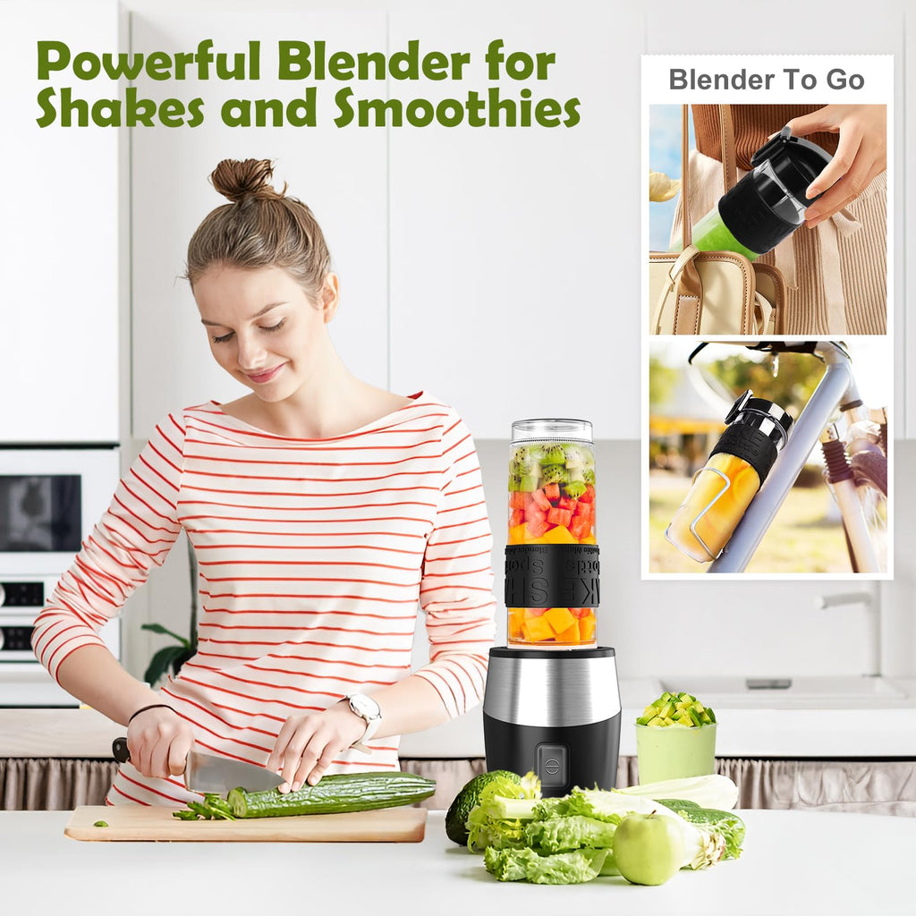 Blender and Food Processor Combo, Personal Blender for Shakes and Smoothies, Suitable, 700W Electric Blender with