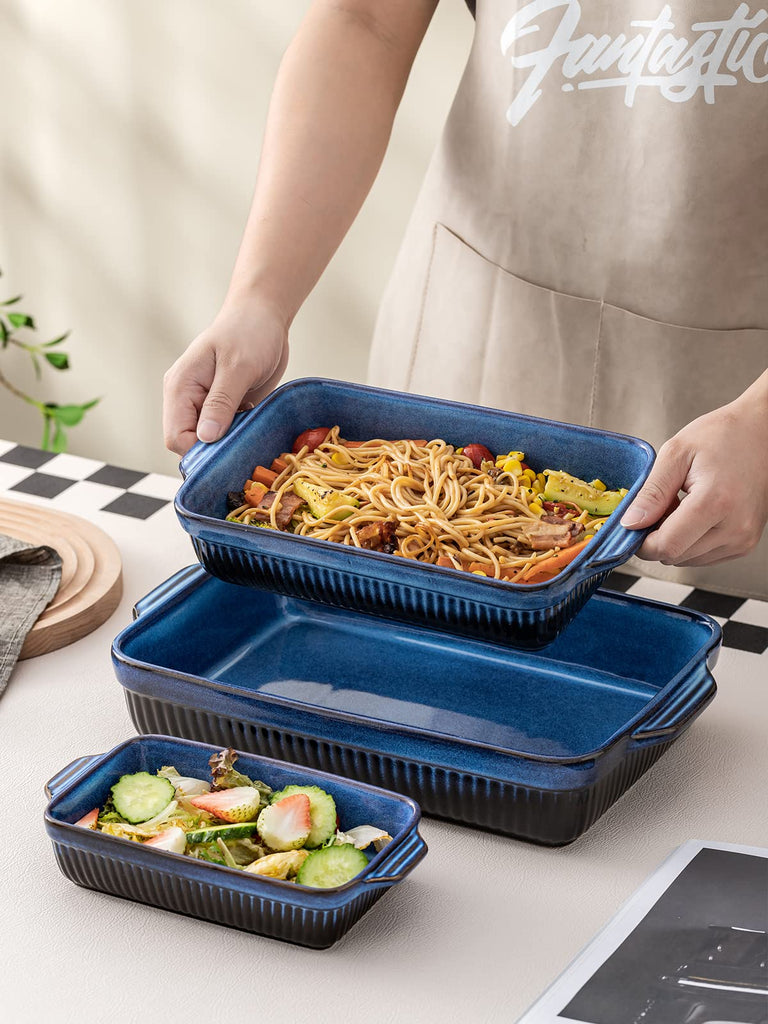 Ceramic Baking Dishes, Rectangular Lasagna Pans, Casserole Dishes, Bakeware Set for Cooking, Kitchen, Cake Dinner, 9