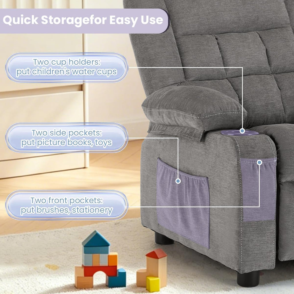 Kids Recliner Chair Reclining Toddler Push Back Sofa Ages 3-12