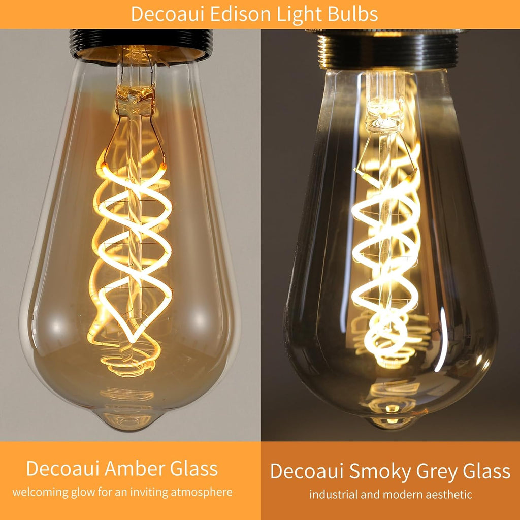 E26 ST64 Vintage Edison Light Bulbs, Smoky Grey Coated Glass, Dimmable, 4W(20W Equivalent) 150 Lumens, 2700K Soft