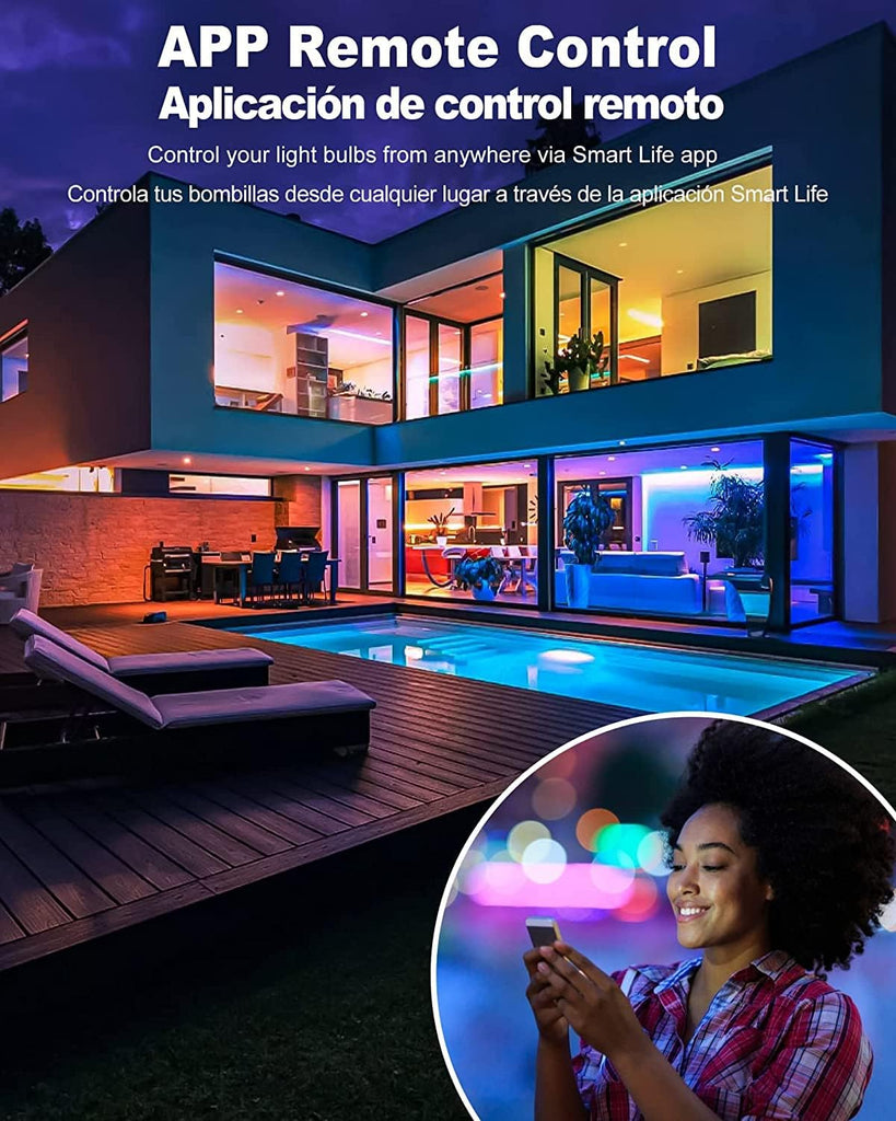 Smart Light Bulbs, Color Changing LED Bulbs for Alexa and Google Assistant, 2.4GHz WiFi and Bluetooth with Music