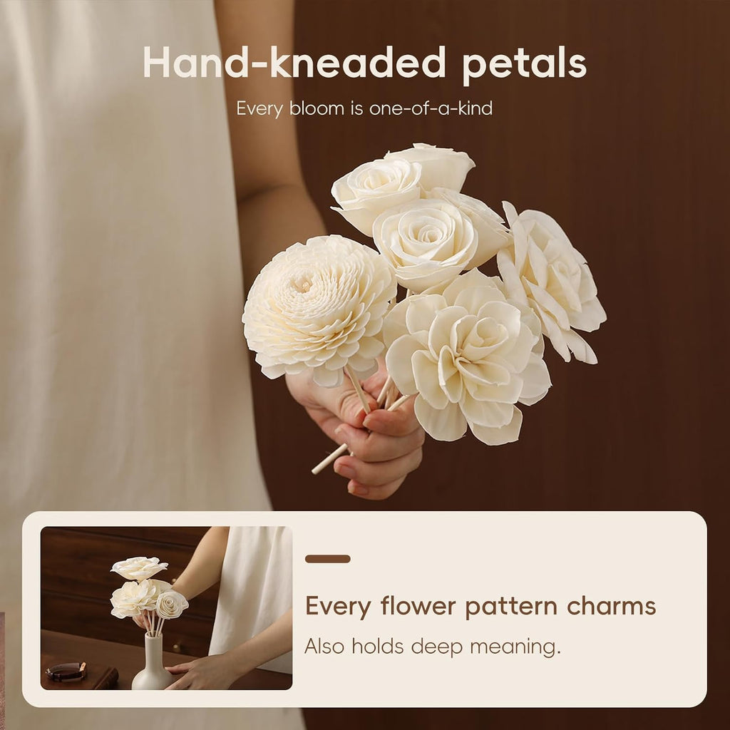 Flower Reed Diffuser Sola Wood Flowers Natural Material Aromatherapy Reed Decorative Aromatherapy Flower Refill - Set of 7
