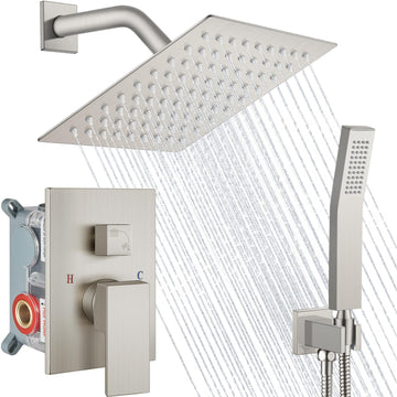 Shower Faucet Set with Handheld Sprayer,8 Inch,Brushed Nickel