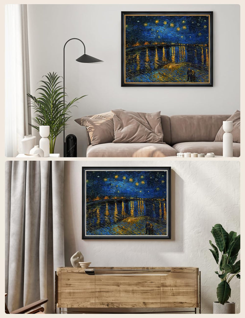 Van Gogh Wall Art Framed, Starry Night Over the Rhone, 34x28''