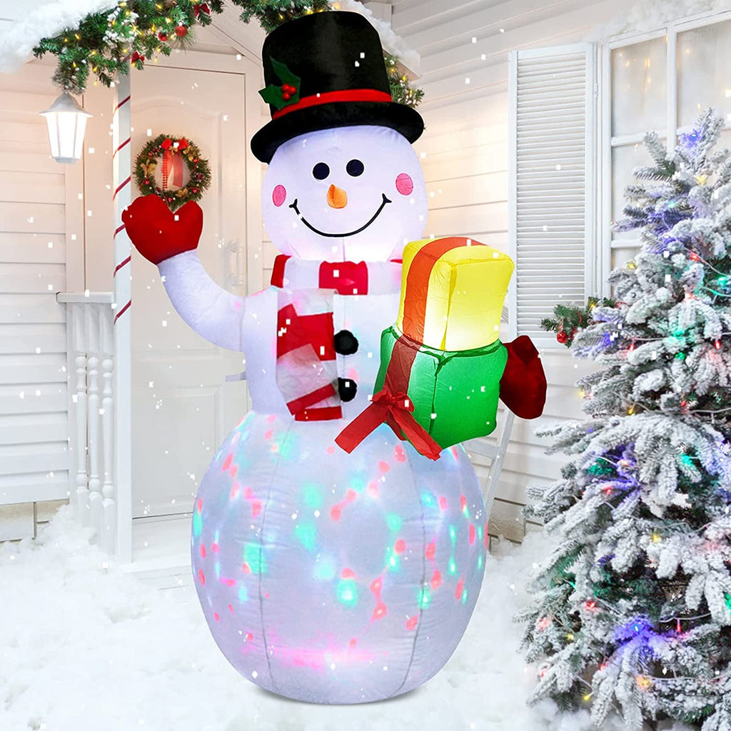 5 Ft Inflatable Snowman Christmas Outdoor Decoration Blow Up Snowman with Upgrade Rotating LED Lights for