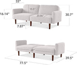 Best Choice Products 77" Mid Century Modern Boucle Loveseat Sofa, Couch, Convertible Sofa Sleeper Bed w/Real Wood