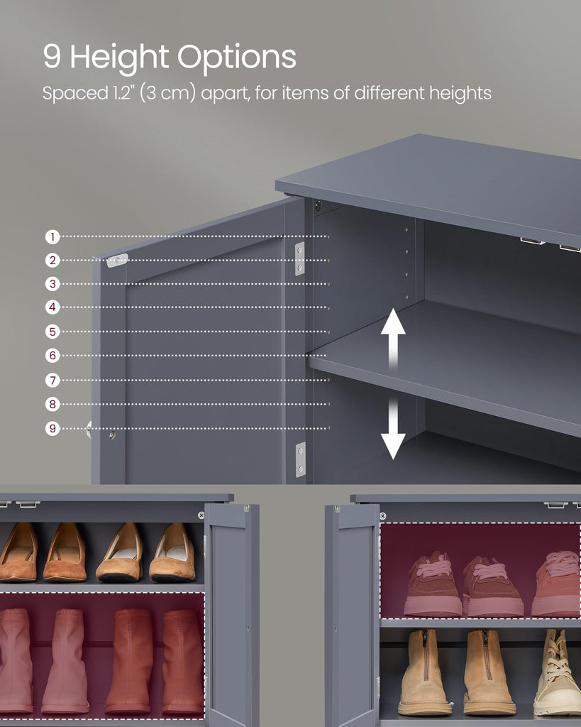 4-Tier Shoe Cabinet, Farmhouse Freestanding Storage Organizer