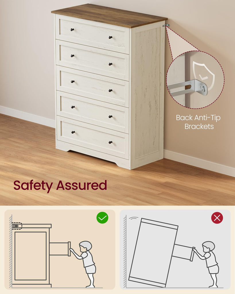 5-Drawer, Chest of Drawers, 31.5 x 15.7 x 47.4 in