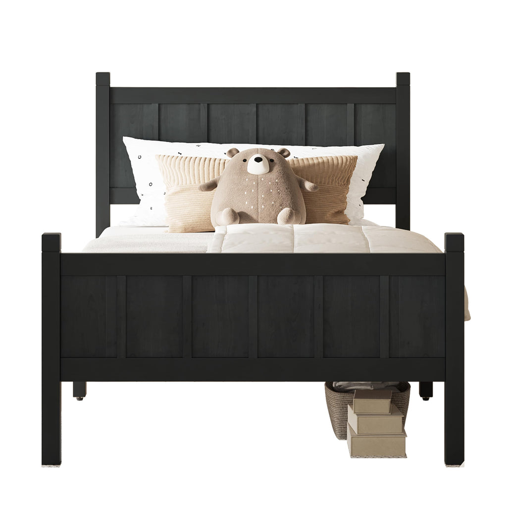 Bed Frame with Panel Headboard & Footboard, Farmhouse Style