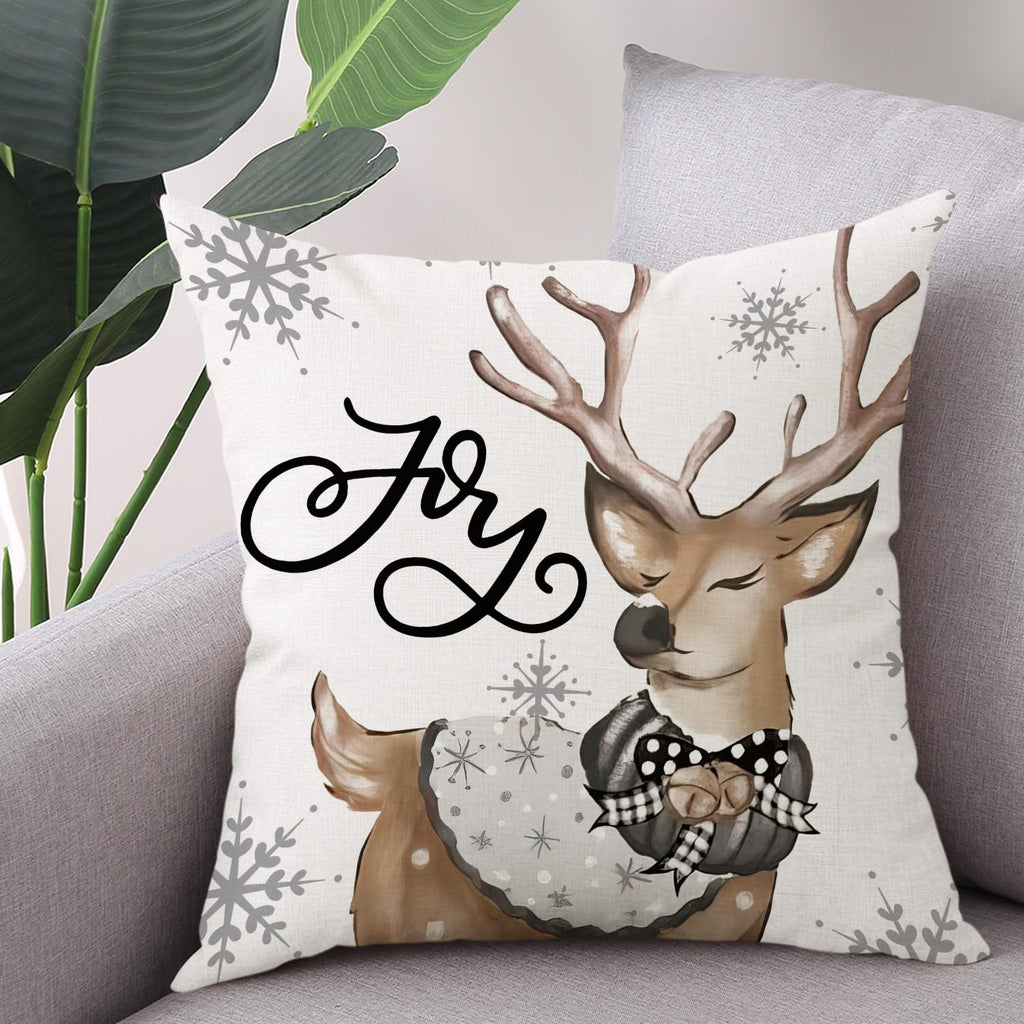 Black White Buffalo Check Plaids Christmas Pillow Covers 18x 18 Inches (Gray Stripe)