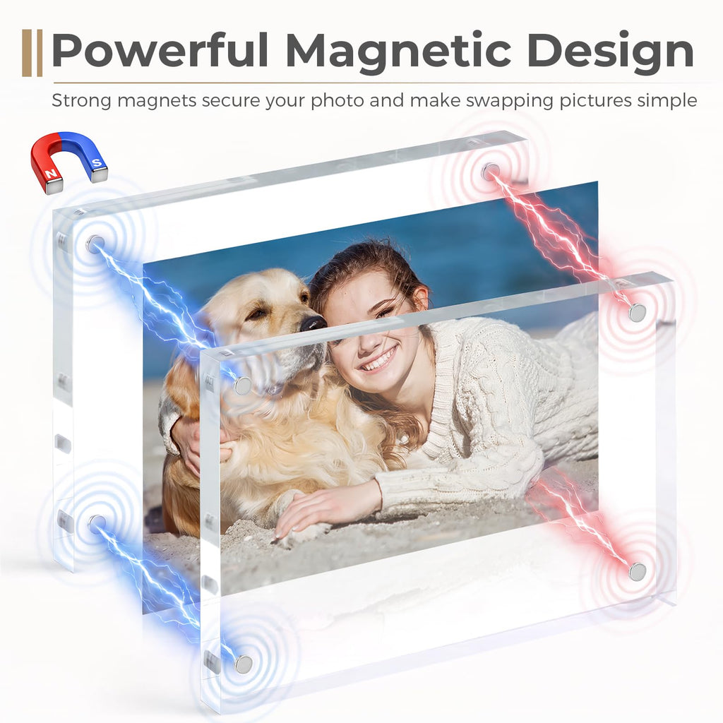 5x7 Acrylic Frame 5 Pack, 24MM Thicker Frameless Clear Picture Frames