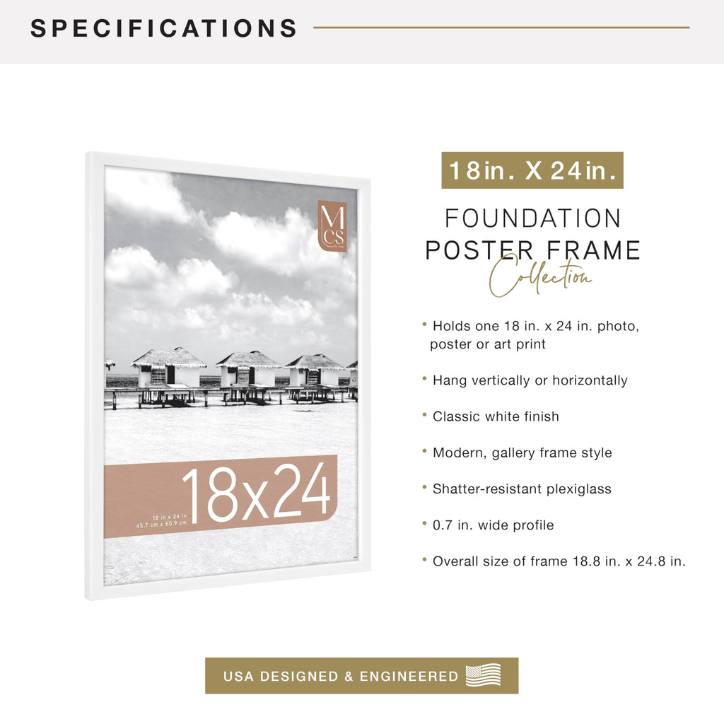 Foundation Poster Frame, 18x24, White Traditional