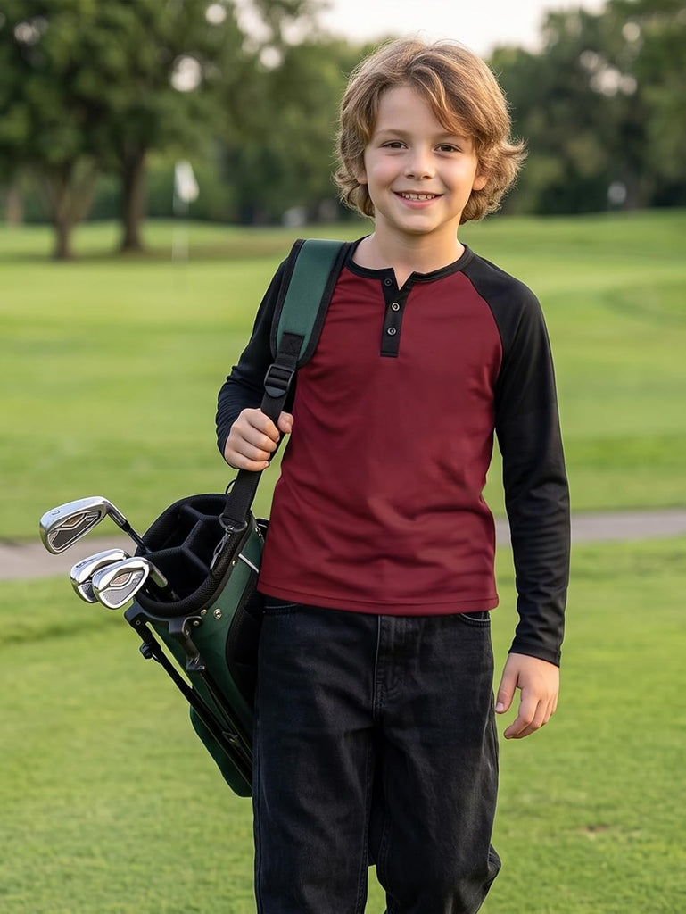 Pack Boys Long Sleeve Shirts, Color Block Henley