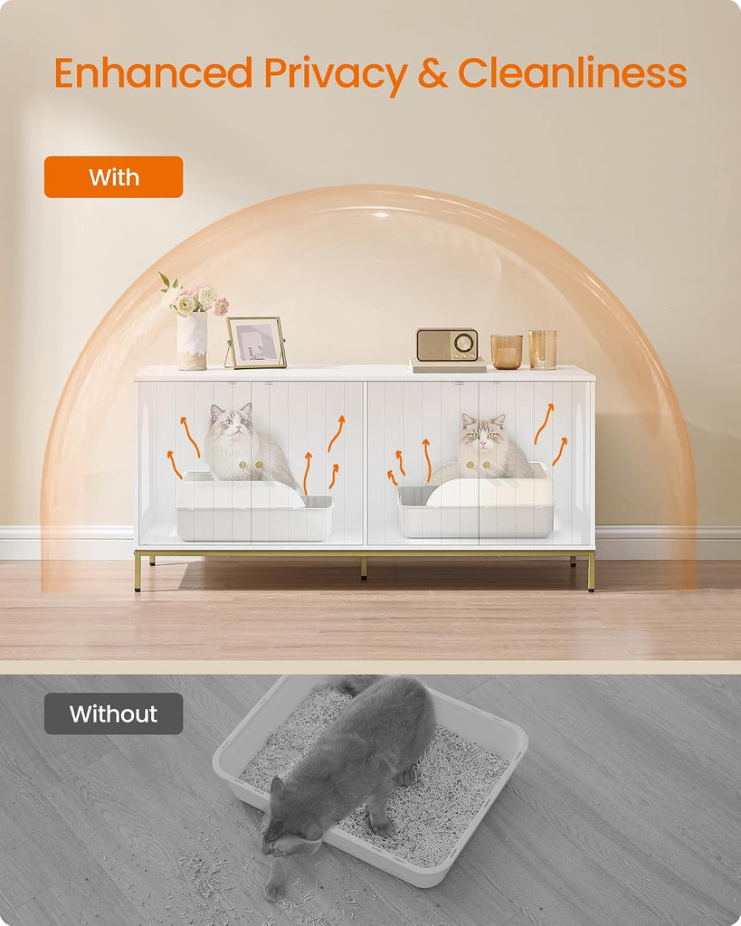 Double Cat Litter Box Enclosure, Double Room, Modern Style