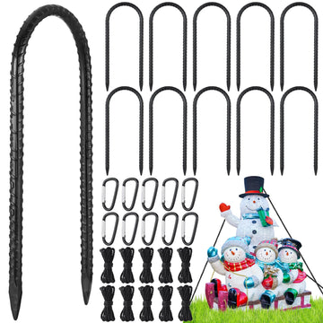 30 Pcs Christmas Inflatable Stakes Set 6'' Garden Rebar, U Hook