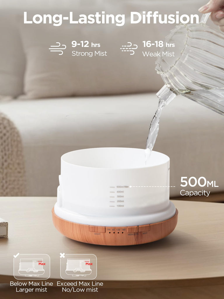 500ml Aromatherapy Diffuser 6 Essential Oils Gift Set