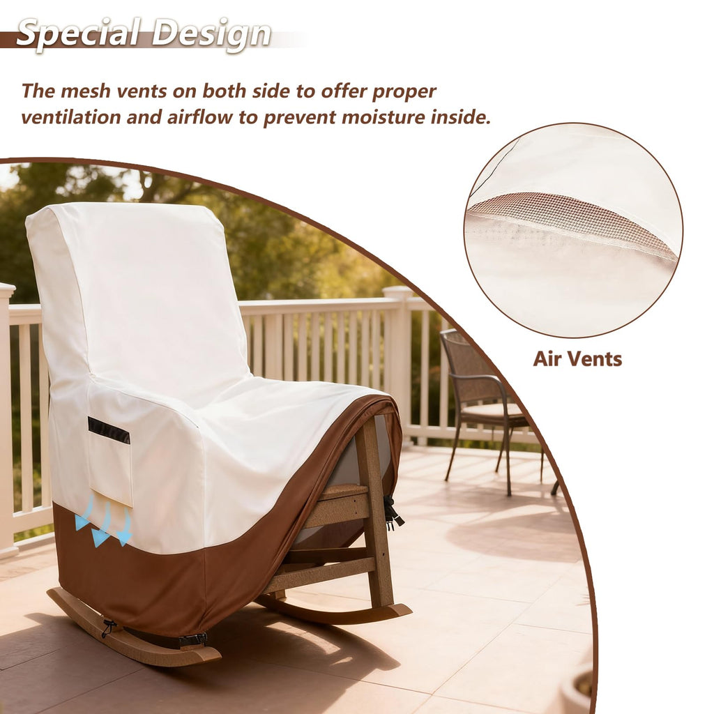 Outdoor Rocking Chair Covers, 600D Heavy Duty Waterproof Patio Recliner Chair Cover, Outdoor Furniture Covers