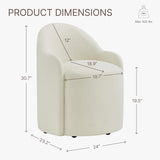 Upholstered Dining Chairs with Casters, No Assembly Modern Dining Room Chairs Accent Vanity Chair with 5 Wheels &