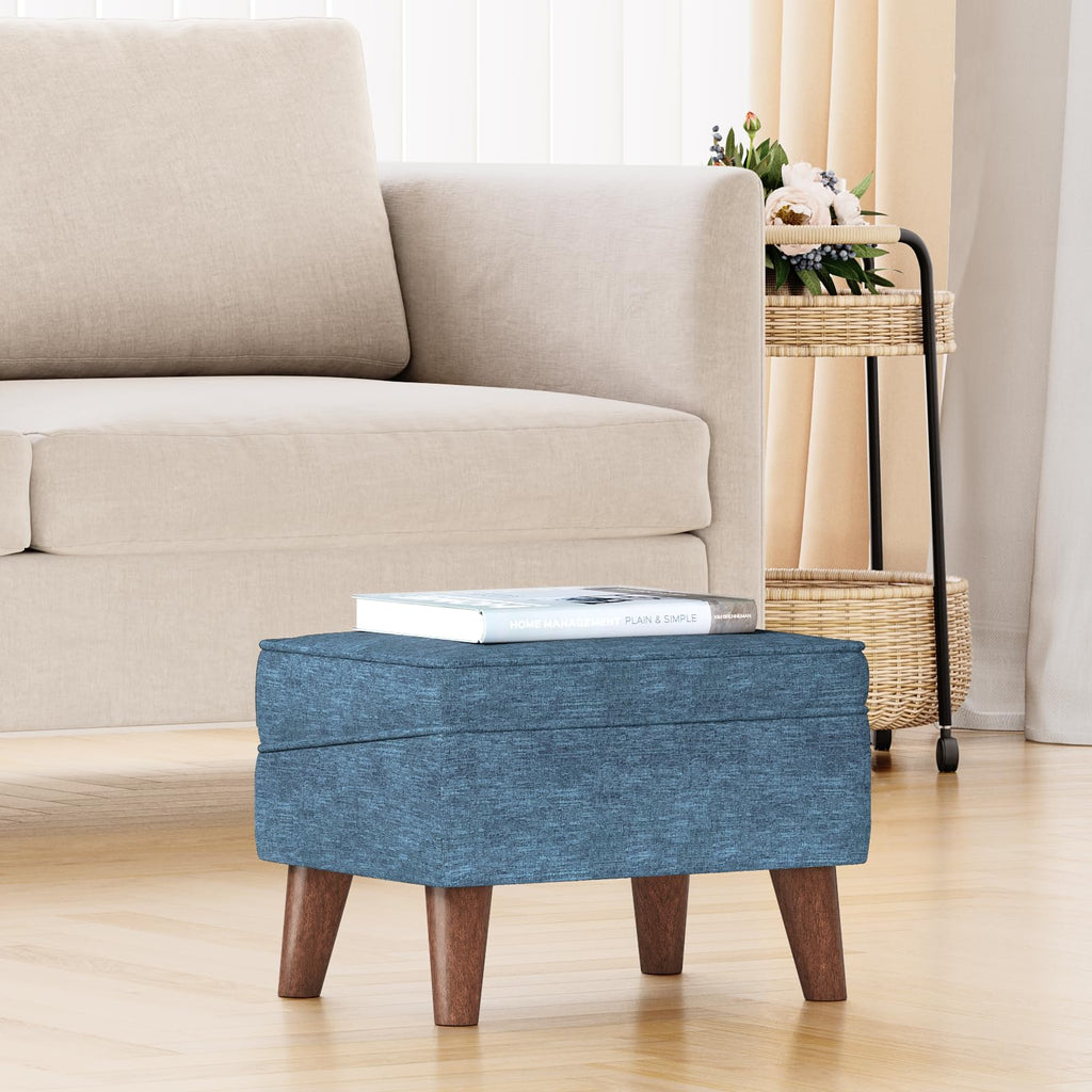 Small Footstool Ottoman with Adjustable Lid, Storage Ottoman