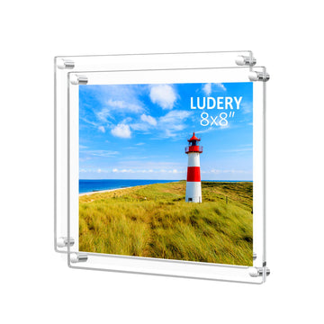 8x8 Clear Acrylic Wall Mount Floating Frameless Picture Frame, Clear Acrylic Photo Frame for Wall, Frameless Picture