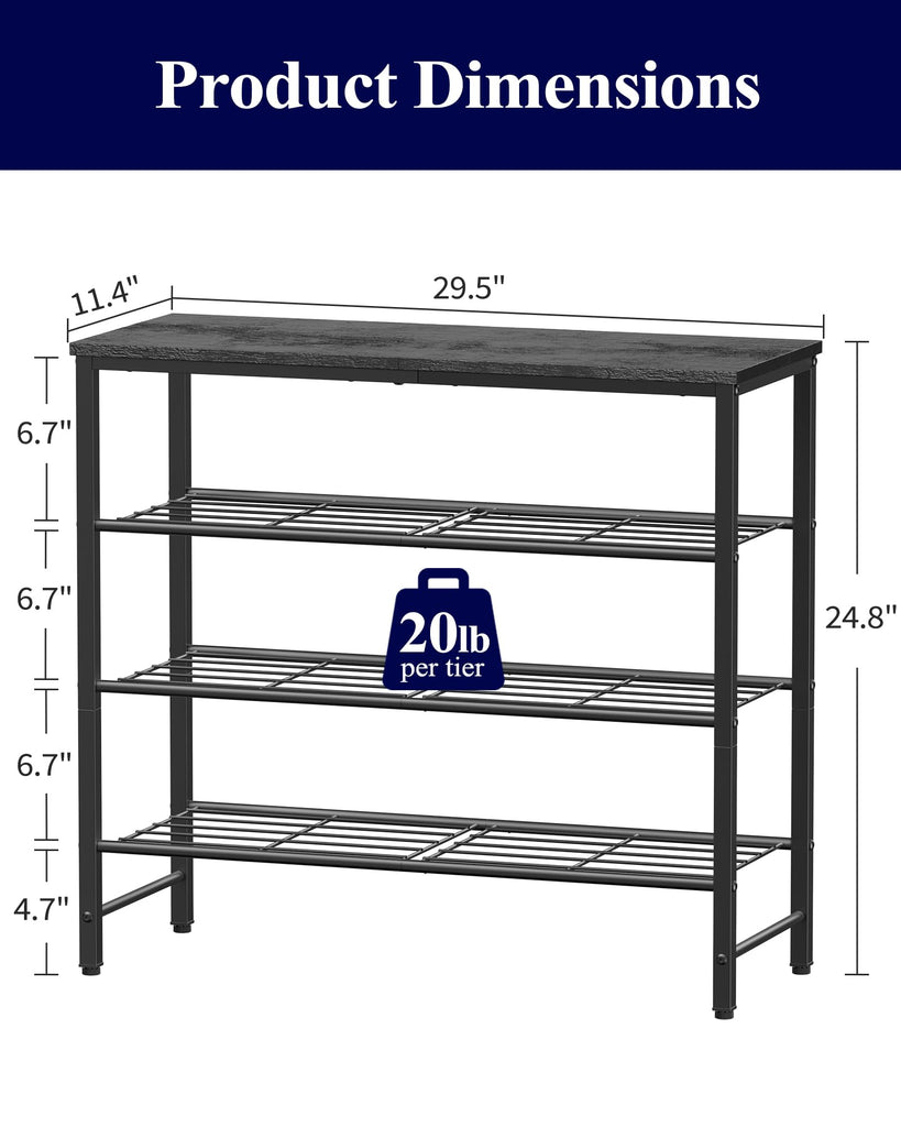 Shoe Rack for Closet, Shoe Storage, 29.5" Wide - 4 Tier, Black