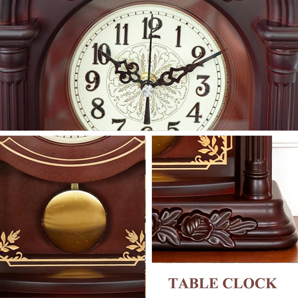 Retro Mantel clock Fireplace Decor, Battery-operated 13.38"H