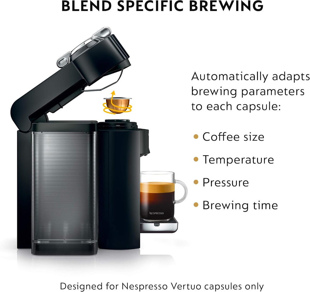 Vertuo Coffee and Espresso Machine by with Milk Frother, 236.59 Milliliters, Piano Black | Black coffee and espresso