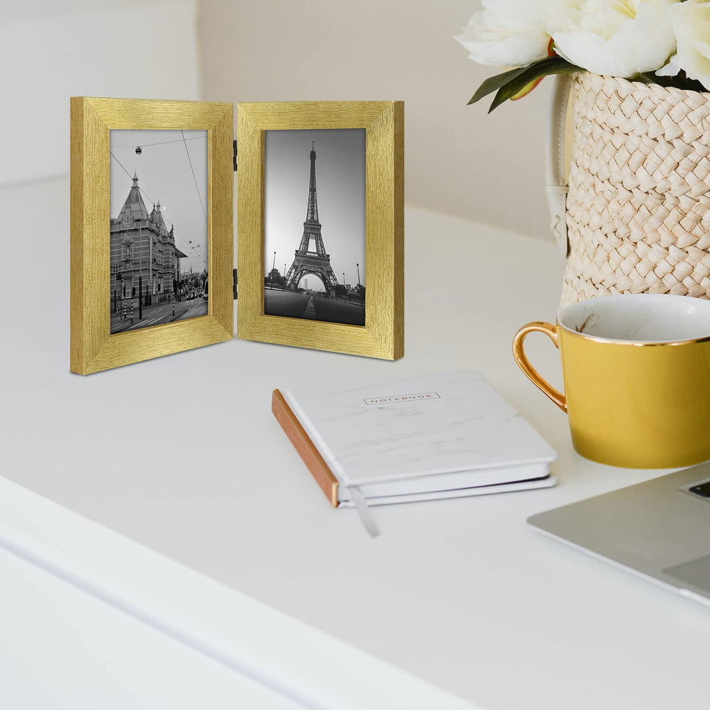 5x7 Double Picture Frame Gold, 2 Pack