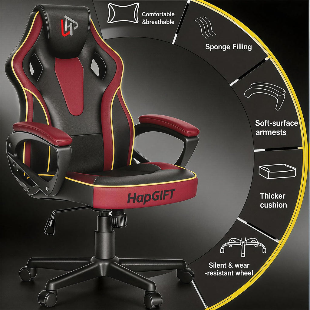 Computer Chair, Racing Style Gaming Chair with Link Armrest, Ergonomic PC Office Chairs for Adults Teens, Height
