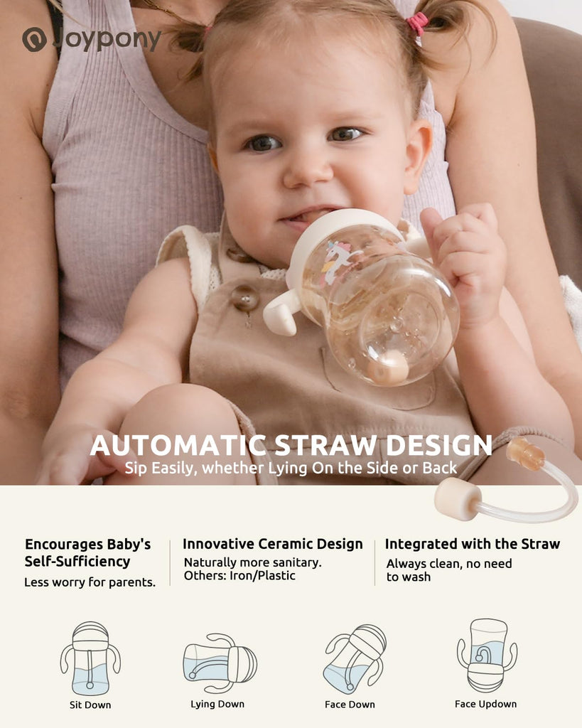Sippy Straw Cups for Toddlers 1-3, Spill-Proof, 6 oz Pink 2 Pack