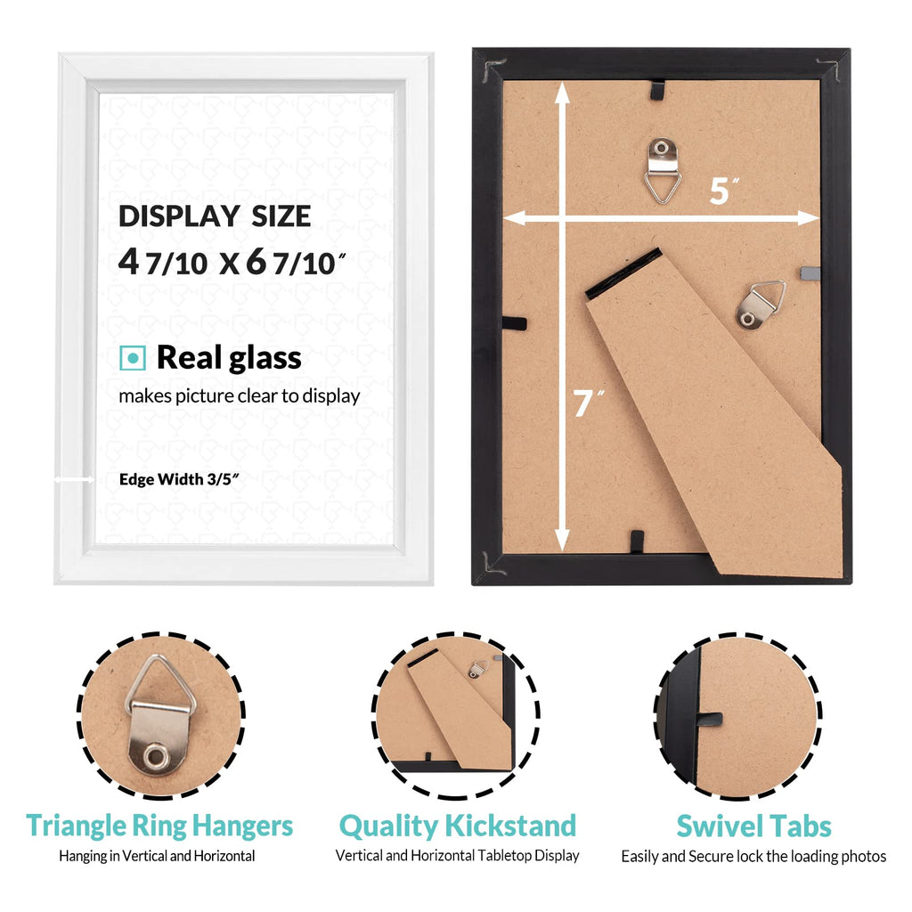 5x7 Picture Frames (12 Pack, White) Simple Designed Photo Frame with High Definition Glass for Wall Mount & Table Top