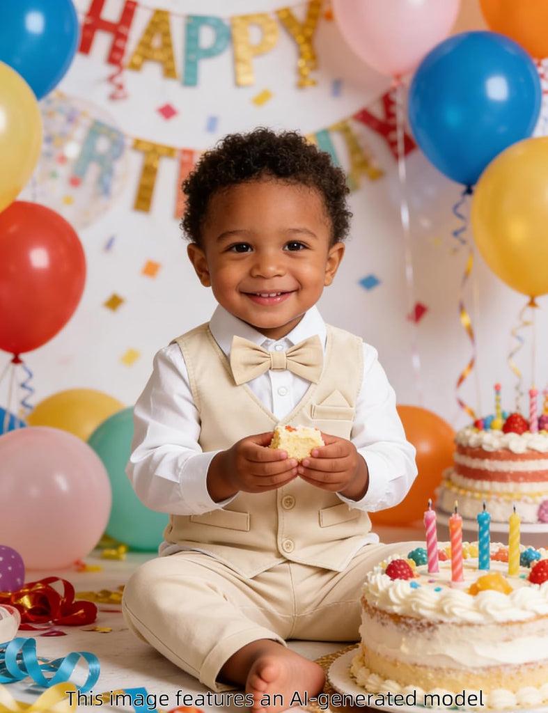 4Pcs Baby Boy Suits Dress Outfit Shirt Pants Bowtie Vest Set