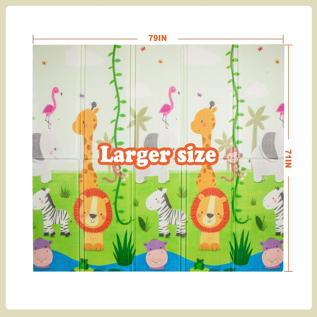 Baby Play Mat, Extra Large Foldable Playpen Mat, Reversible Foam Play Mat for Babies and Toddlers 6-12 Months