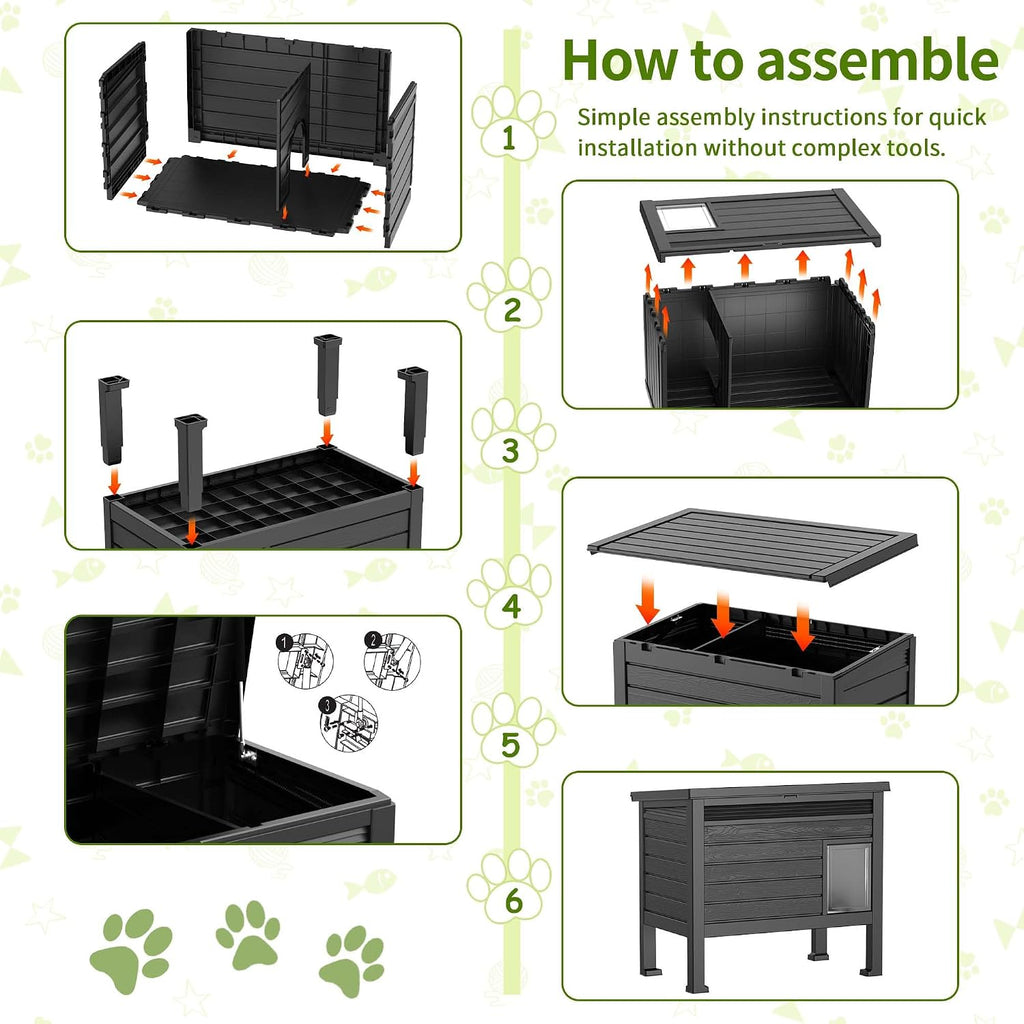 Outdoor Cat House Weatherproof, Black