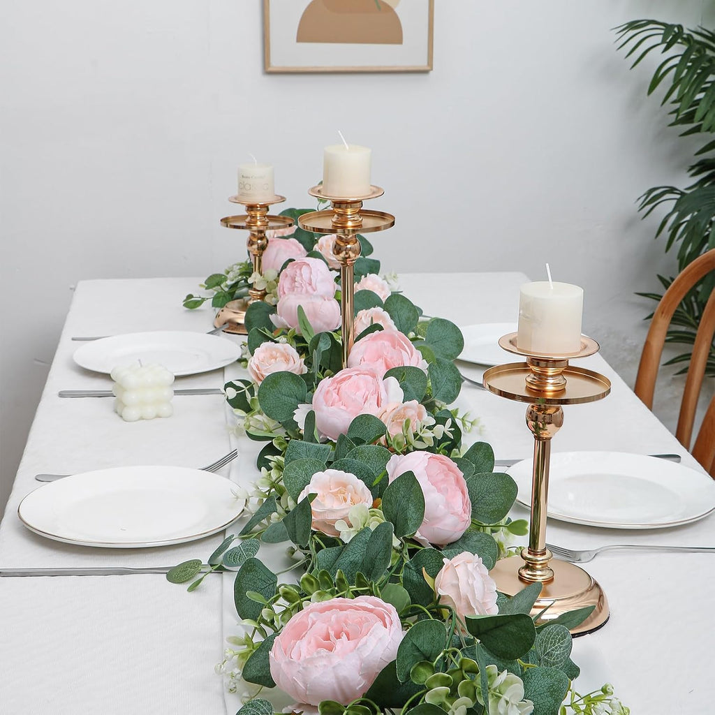 Artificial Eucalyptus Flower Garlands, Light Pink - Set of 4