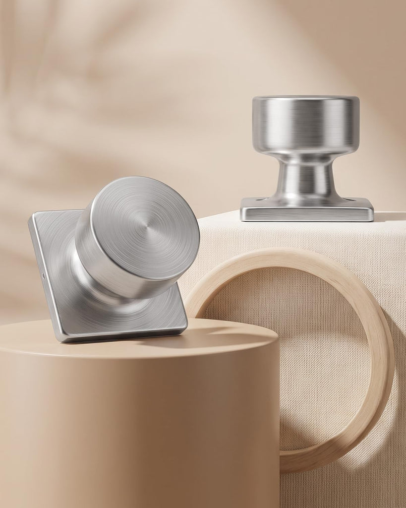 Brushed Nickel Door Knob Interior, Passage Door Knobs 2 Pack