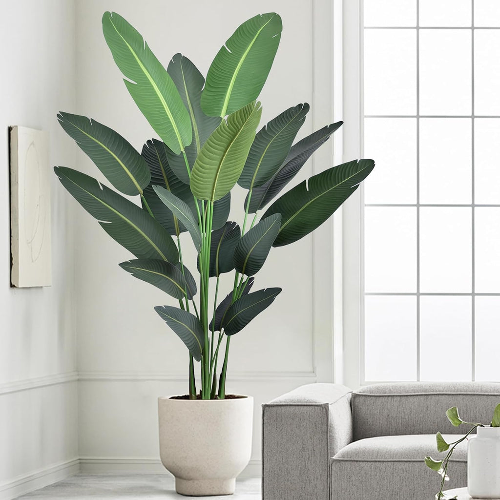 7ft Artificial Bird of Paradise Trees (84in) Tall Large Faux Tree with 19 Realistic Trunks, Fake Tropical Floor