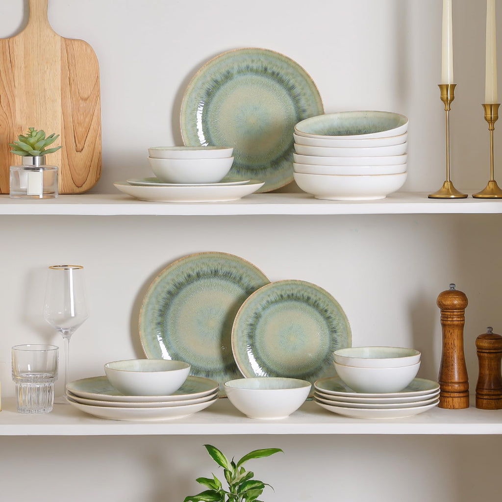 Ceramic Dinnerware Sets for 6, 24 Pcs Plates and Bowls Sets